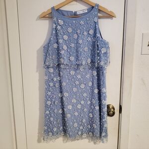 Zara Blue Tulle Dress With Floral Sequins And Embellishments Girl's Size 13/14